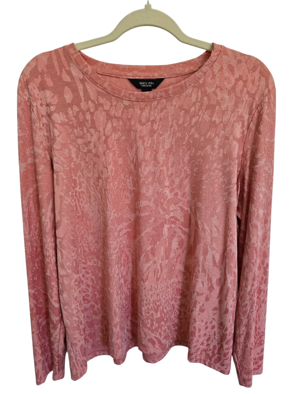 Simply Vera Vera Wang Dusty Rose Long Sleeve Tee with Animal-like Print Design